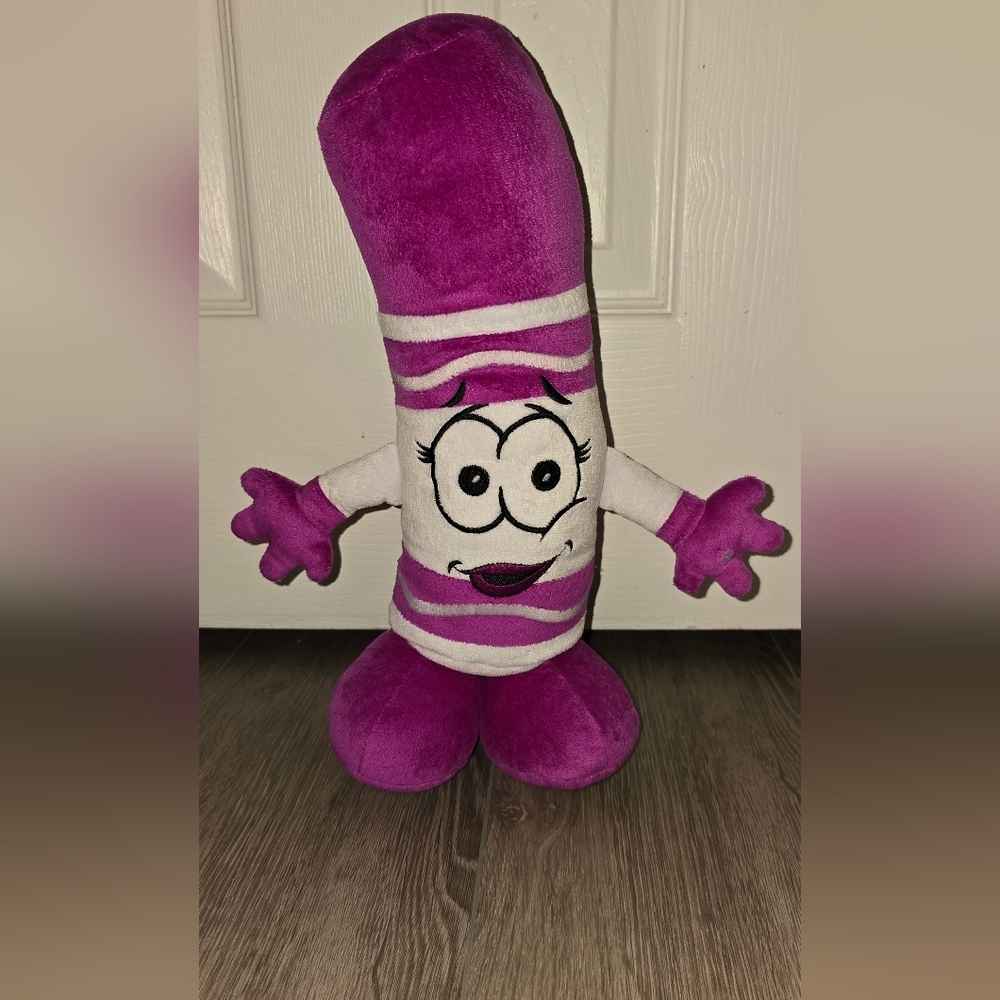Crayola Crayon Jam Plush Stuffed Animal Toy Purple Pink Magenta Retro Plushie